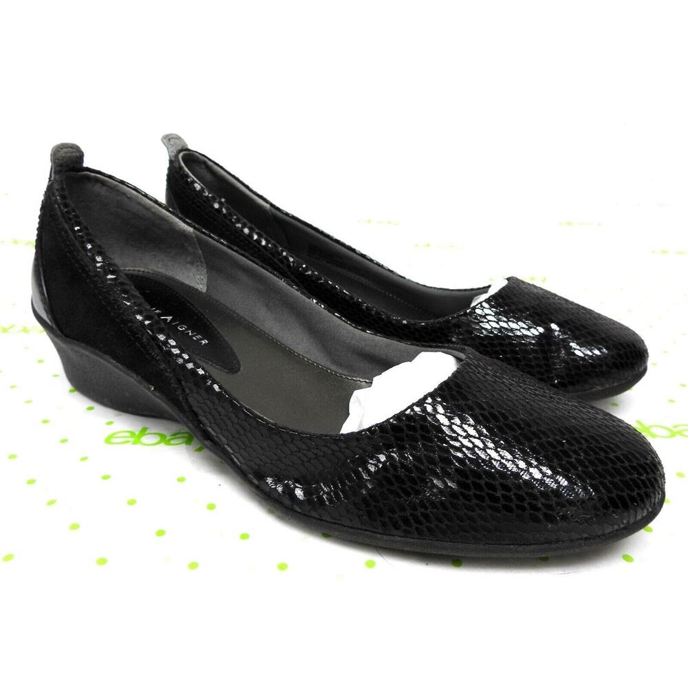 Etienne Aigner women's size 7.5 M black pumps leather comfort shoes